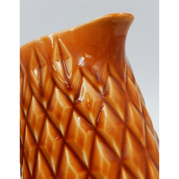 Brown Raised Diamond Pattern Footed Coffee Pot Sugar Bowl Japan Lidded Vintage - Picture 14 of 16